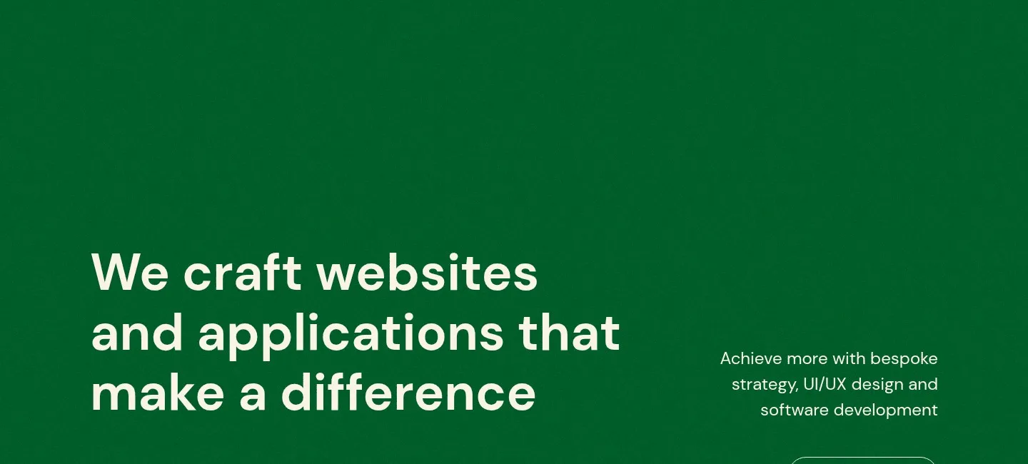 The Craft Applied homepage with cream typography on a deep green background.